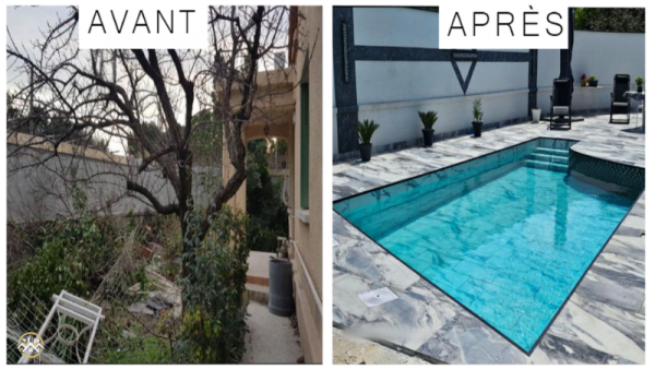 Transformation complète d'un jardin en oasis avec piscine à Châteauneuf-les-Martigues